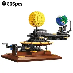 Solar System Planet Earth & Moon in Orbit Building Blocks, 865pcs/set Creative Model Science Educational Bricks Toy, Birthday Gift for Boys & Girls