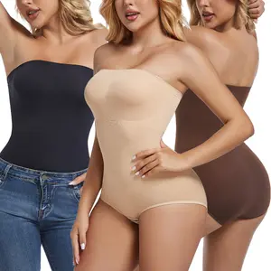 1/2/3 Pack Womenswear Strapless Shapewear for Women, Tummy Control Triangle Bodysuit, Seamless Body Shaper Tank Top with Removable Straps,Fajas para mujer,Yoga Fitness Daily Corset