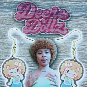 Hello Spice Earrings - Cute Cartoon Design with Bow and Blue Outfit, Perfect for Everyday Wear