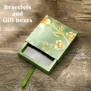 Floral pull-out box, PE film jewelry box, ring anti-oxidation storage box, bracelet floating display box, 3D embossed jewelry box