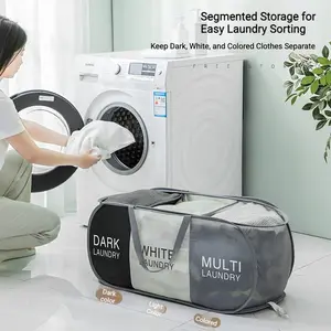 Large Capacity Laundry Basket, Foldable & Portable Dirty Clothes Organizer for Sorting – Multi-Compartment Storage Bin