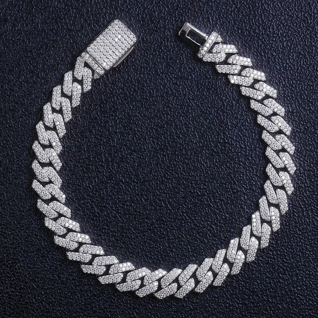Iced Out Moissanite Cuban Link Chain 20mm Moissanite Cuban Bracelet 925 Silver Mossanite Cuban Link Necklace 4 Different Style