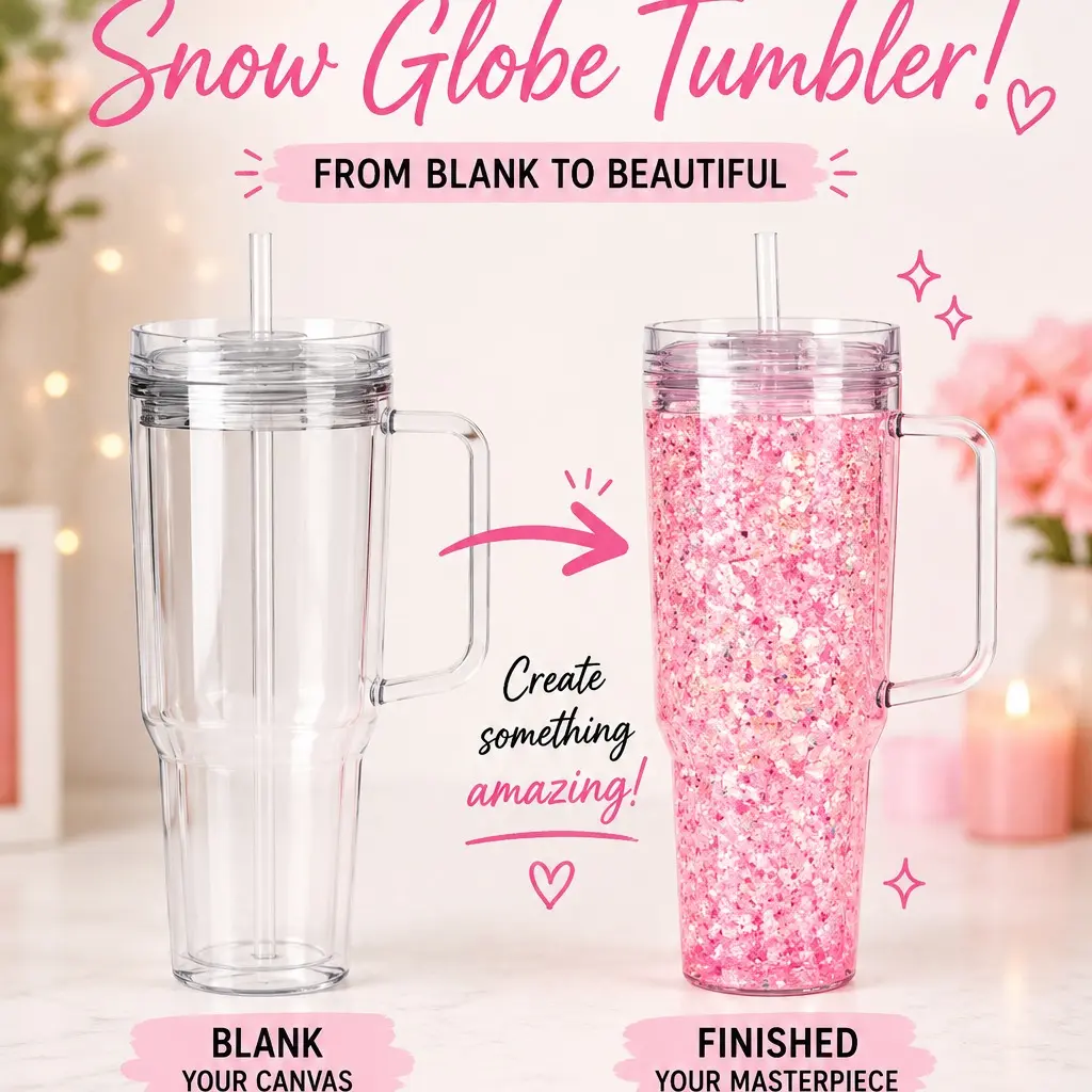 Custom snowglobe tumbler 40oz