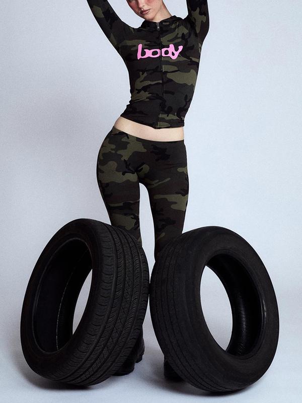 Women's Fall Sporty Hooded Long Sleeve Slim Fit Pants Set, Casual Two-Piece for Ladies, Animal Pattern Sportswear