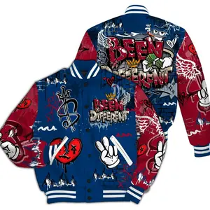 Varsity Jacket to Match Air 4s - Graffiti Drip All Over Print 2CGU