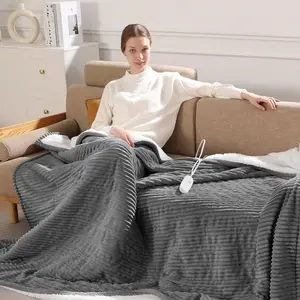 Twin Size Electric Heated Blanket 62x84 Inch with 5 Heat Levels & 10 Hours Auto-off, Cozy Flannel & Sherpa Fleece, Machine Washable, Great Warming Gift (Grey)
