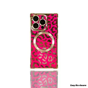 【Free ! Shippin】Square leopard print Magsafe phonecases for iPhone 17 air 16 Pro max 15 plus 14 13 12 11 with Full Camera LensProtection Back Shockproof Rugged Durable Anti-Yellowing MagSafe case cases