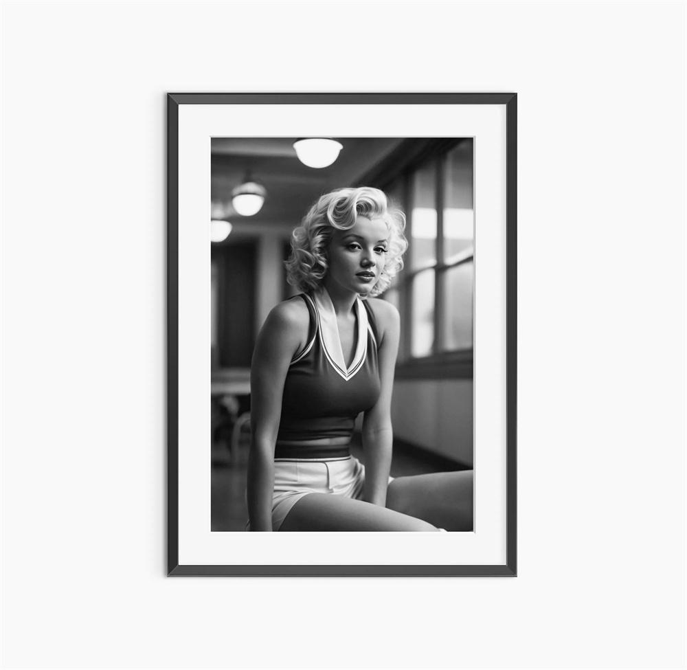 Black and White Movie Star Marilyn Monroe Poster Modern Art Canvas Painting Cafe Bar Room Wall Decor Cuadros