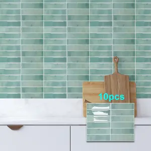 10 Pieces Self-Adhesive Wall Stickers, Imitation Marble Decorative Stickers, Waterproof, Mold-Proof, Oil-Proof, Easy to Clean, Thermal Insulation Wallpaper