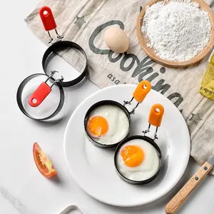 Thickened Round Egg Frying Mold Set, Creative Heat-Resistant Iron Moulds, Stainless Steel Non-Slip Egg Ring, Kitchen Cooking Tools