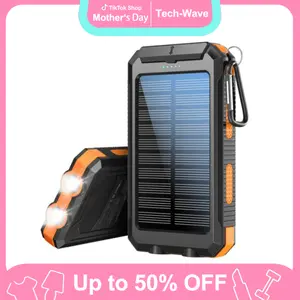TikTokShopfalldealsforyou 10000mAh~42800mAh Solar Charging Power Bank for Gift, External Battery Pack 5V3.1A Qc 3.0 Fast Charger Built-in Super Bright Flashlight,Dual USB Output Port Multicharger Power Bank, Portable Wireless Car Charger