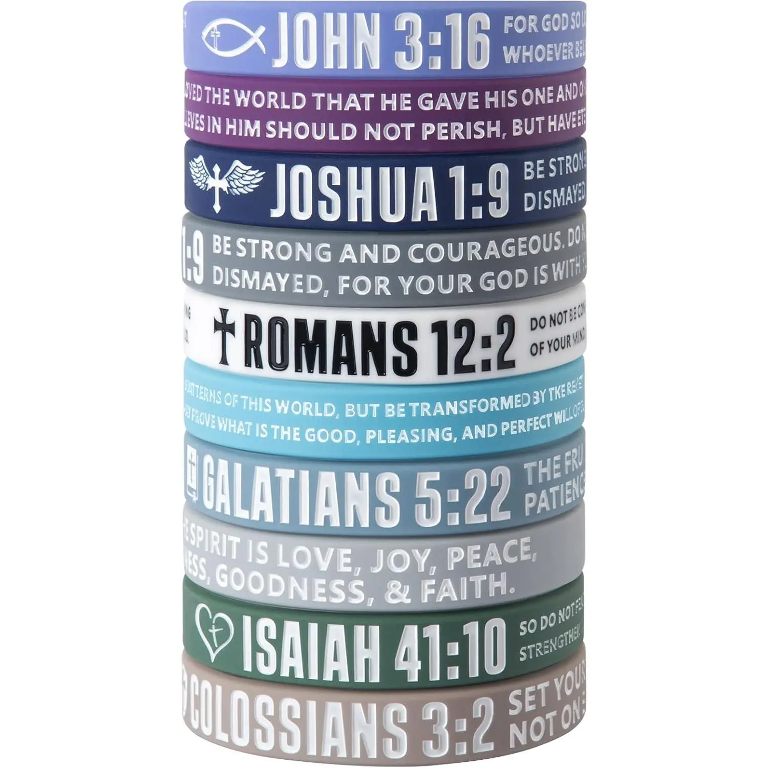 12 count  Verse Bracelets - Christian Scripture  Wristbands for Men & Women (Violet Color)
