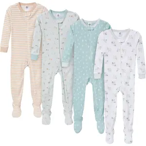 Gerber Toddler Boy's and Girl's Snug Fit Footed Pajamas, 4-Pack, Farm
