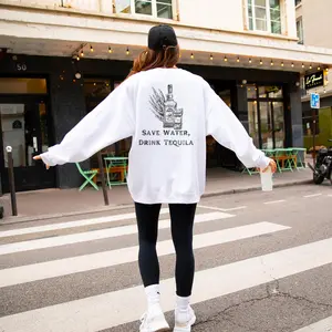 Tequila Drinking Sweatshirt, Tequila Lover gift, Save Water Drink Tequila, alcohol crewneck, day drinking shirt Cotton Collar Fit Womenswear Comfortable Sweaters Hoodie Soft