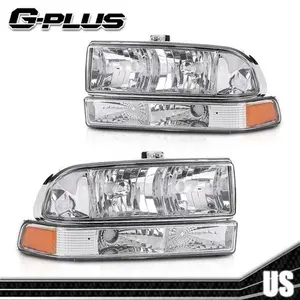 Chrome Amber Corner Headlights Bumper Lamps Fit For 1998-2005 Chevy Blazer S10