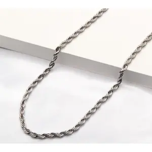 Verve Men's Jewelry Stainless Steel Rope Link Chain Necklace