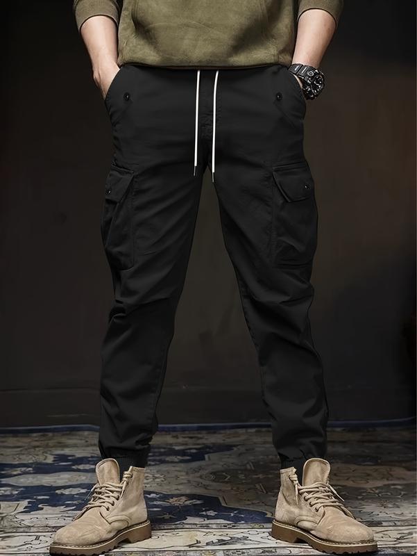 Men's Work Pants Set of 3 - Lightweight Summer Joggers with Multiple Pockets, Elastic Waistband & Side Pockets, Casual Solid Color Regular Fit, Suitable for Loungewear, Joggers, Outdoor Activities, Trendy Casual Wear