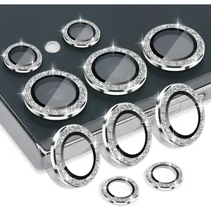 Camera Lens Protector for  Galaxy S25 Ultra, Tempered Glass Lens Protector Aluminum Alloy Ring Camera Cover Fits for  Galaxy S25 Ultra Glitter