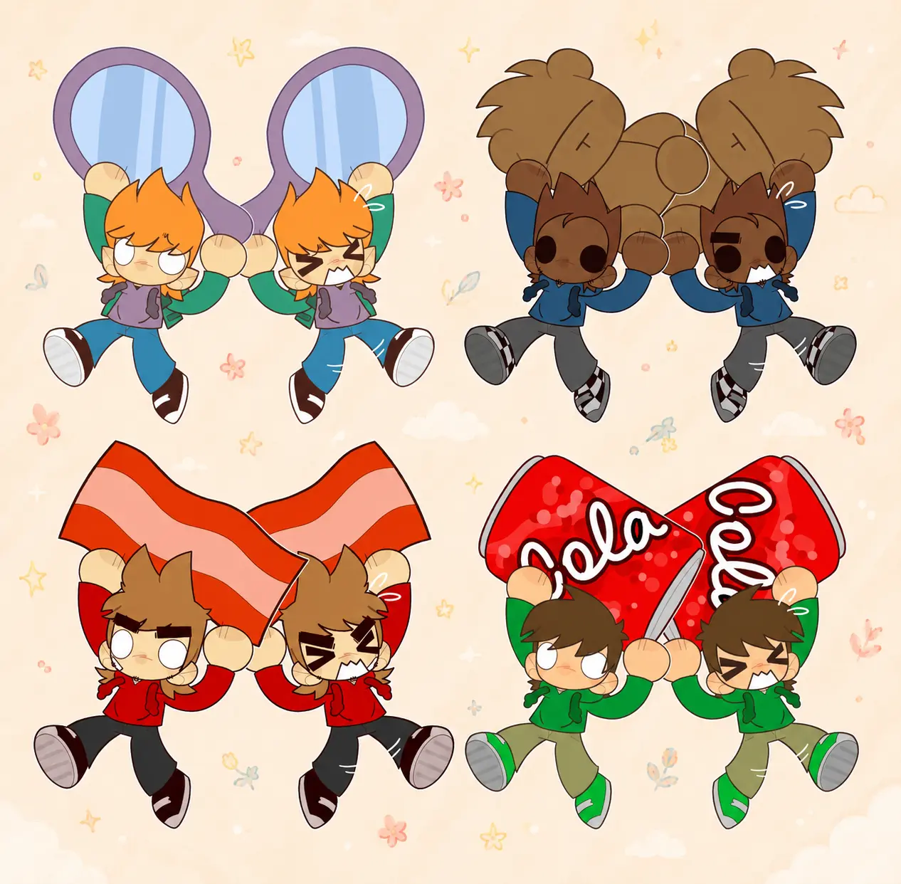 Eddsworld Keychain: Tord, Tom, Matt, Edd Hanging Acrylic Charms, Cute Keyring Accessory, Fun Charm For Backpack Or Purse | High Quality and Customer Favorite Items