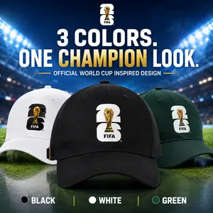 FIFA 2026 World Cup Inspired Official Adjustable Dad Hat for Men & Women, Limited Edition Soccer Fan Cap, Black-White-Green Sports Outdoor Game Day Hat