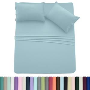 Lux Decor 4 Piece Bed Sheet Set, Ultra Soft Cooling Sheets, 16 Inches Deep Pocket Fitted Sheet, Hotel Luxury Sheets Bedding, Oeko-TEX Certified, Fade Resistant, Embroidered Pillowcases - Summer Gifts