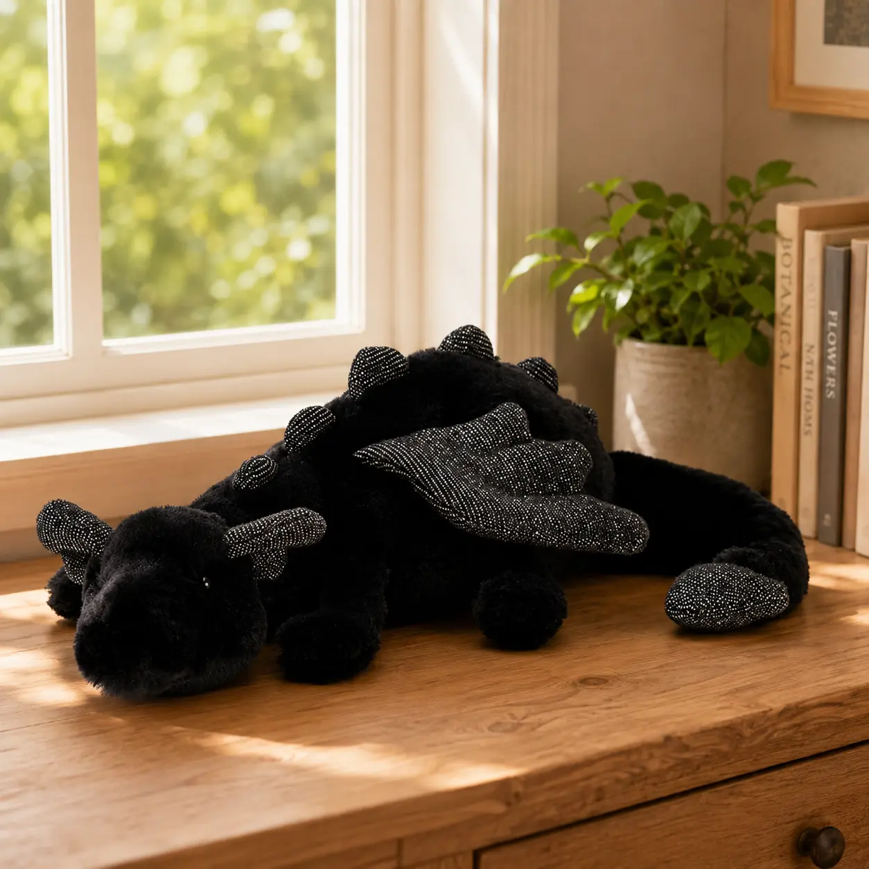 50cm Jellycat Dragon Plush - Super Soft Black Dragon Stuffed Animal - Cute Cozy Gift for All Ages