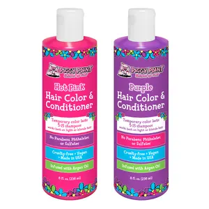 Piggy Paint Pink & Purple Magic Hair Color 2-Pack - Hot Pink & Purple Hair Color & Conditioner with Argan Oil - Cruelty-Free Vegan - 8 fl oz Each