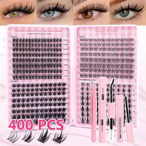 400pcs Natural Volume Lash Clusters, Anime Style False Eyelashes, CC Curl Individual Extensions, DIY Home Use, 8-16mm Bottom Lashes