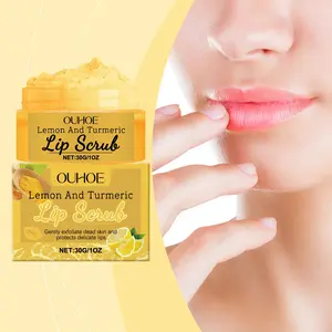 Turmeric Lemon Lip Scrub for Gentle Dead Skin Removal, Hydrating and Nourishing for Soft Lips, Exfoliating Lip Care Treatment