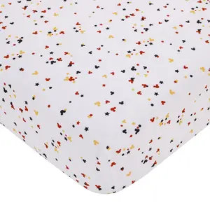 Mickey Mouse - Red, Yellow, Black and White Mickey Confetti Nursery Fitted Crib Sheet