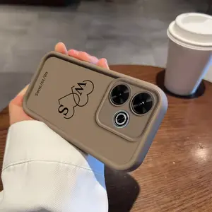 Phone Case - Custom Couples Interlocking Hearts Initials And Date Phone Case, Personalized Signature Monogram, Matte Shockproof Protective Cover for Redmi 13, 13C, 13R, 14C, 15, 15C, A3 PRO, A4, Poco C65, Poco M6 Pro