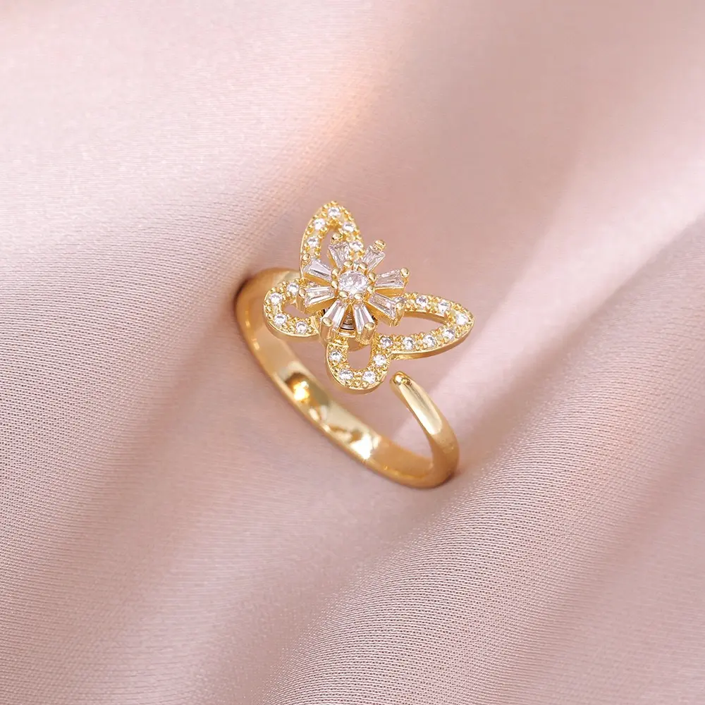 J0178 Golden Butterfly Ring