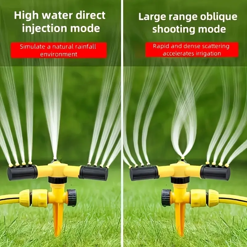 360° Rotatable PVC Lawn Sprinkler with Multiple Nozzles, Ground Stake, Water Pipe, Quick Connector - Garden Irrigation Tool That Irrigates Lawn