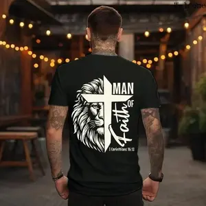 Men's Jesus Christ Cross Bible Verse Shirt Christian Scripture Short Sleeve Cotton T-Shirt