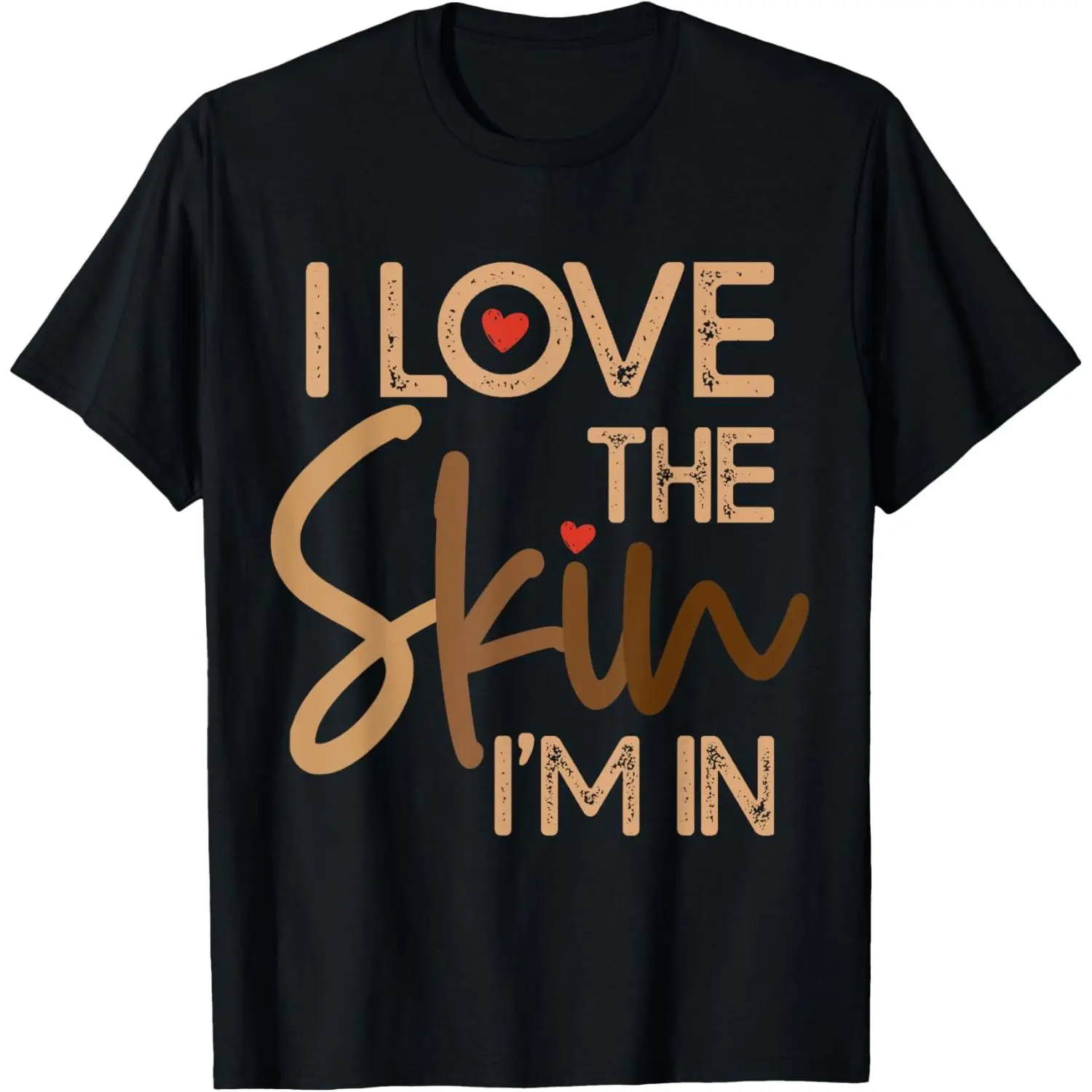 Heavyweight Cotton T-Shirt with Empowering Graphic, Unisex Regular Fit Short Sleeve Top, "I Love the Skin I'm In" Print, Tshirt, Shortsleeve, Piece, Fabric, Everyday