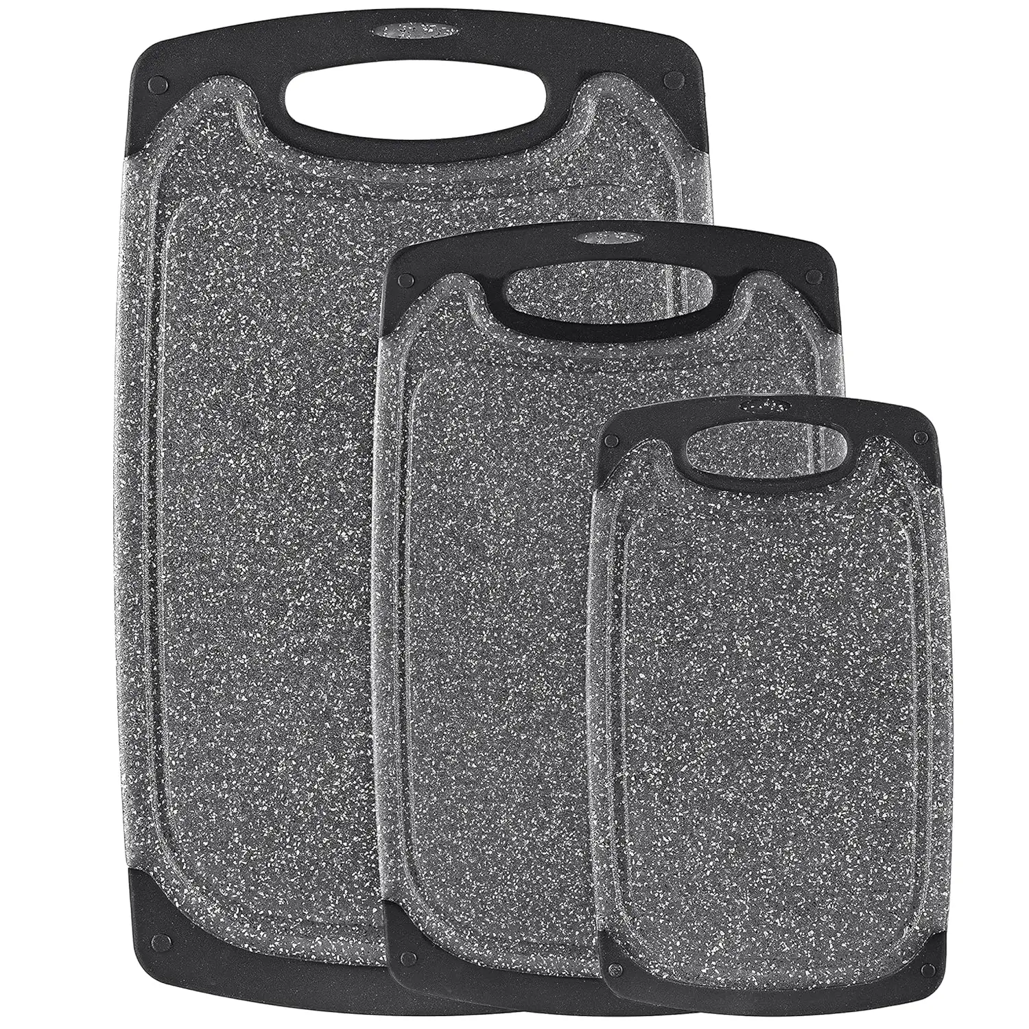 3 PCS Cutting Board, Plastic Cutting Boards With Non-Slip Feet and Deep Drip Juice Groove, Easy Grip Handle Chopping Board for Meat, Veggies, Fruits,