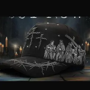 Viacrusis Baseball Cap with Embroidered Design and Cross Motif