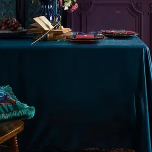 American Vintage Solid Color Tablecloth, High-End Long Rectangle Square Coffee Table Cloth, Restaurant Kitchen Decorative Tablecloth 1pc