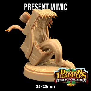 Present Mimic Christmas Advent Calendar Holiday | The Dragon Trappers Lodge | 32mm Scale | Miniature RPG Tabletop Mini Resin DnD Dungeons and Dragons
