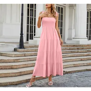 New summer solid color camisole dress, casual style, perfect for the beach, parties, and travel
