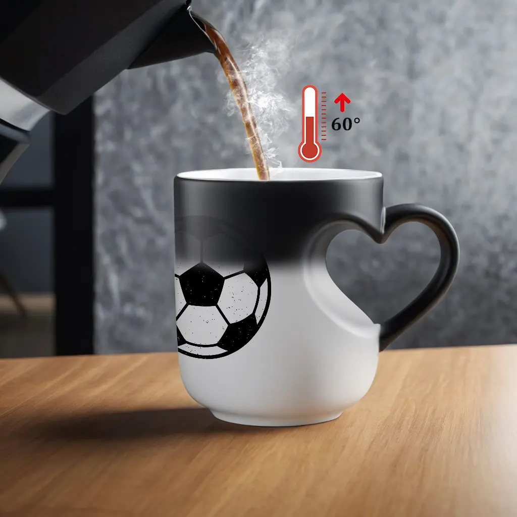 Soccer-Themed Color Changing Mug, 11oz Novelty Coffee Mug with Vibrant Soccer Ball Design - Perfect Gift for Soccer Fans, Coaches, Birthdays, Father’s Day, Game Day & Holiday Party Supplies, Soccer, Heart Mug, Drinkware