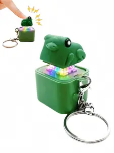 Frog Croaking Fidget Keychain - Rechargeable LED Light & Sound Stress Relief Toy | Cute Anxiety Relief Gift for Adults Kids, Portable Office Fidget Toy with Frog Croak Sound