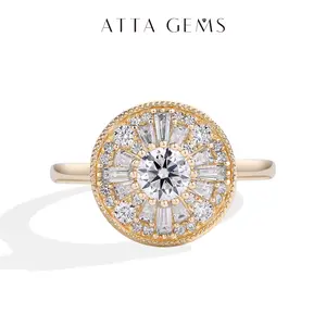 Luxury D Color Total 1.54CT Synthetic Moissanite Ring for Women Anniversary Engagement Ring Fine Jewelry Gift R247