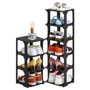 5 Tier Shoe Rack Organizer – Narrow Stackable Vertical Shoe Storage Shelf for Closet & Entryway