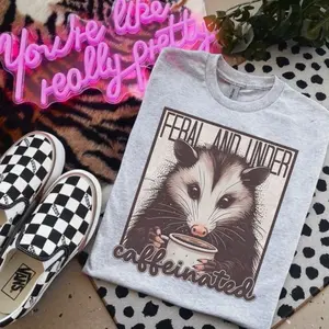 Feral And Under Caffeinated Bleached or Ash Grey Shirt - Coffee Shirt - CK’s Boutique and Designs - Gildan