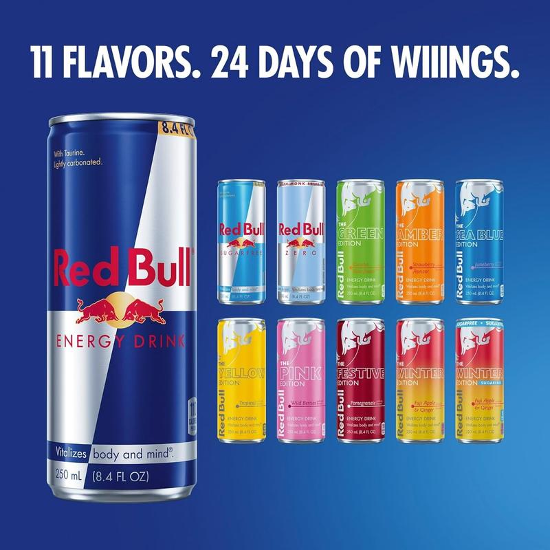 Red Bull Energy Drink Variety 2025 Advent Calendar Pack, with 80mg Caffeine, Taurine & B Vitamins, 8.4 fl. oz. - 24 Cans