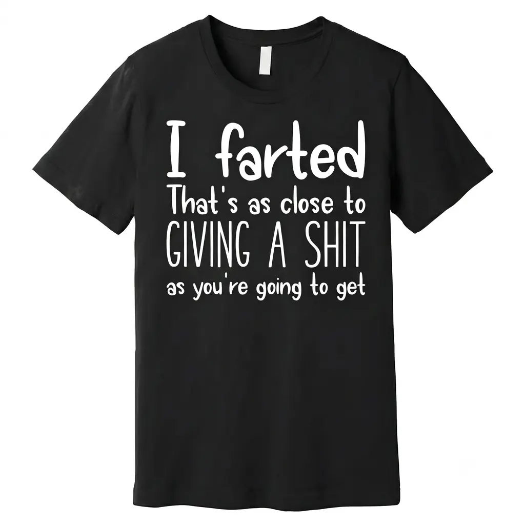 I Farted That's As Close To Giving A Shit Premium T-Shirt Funny Men’s Short Sleeve Graphic T-shirt Collection Black
