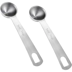 Measuring Spoons, 2 count Stainless Steel Tablespoon 5ML / 1TSP, Small Metal Teaspoons for Measuring Dry and Liquid Ingredients
