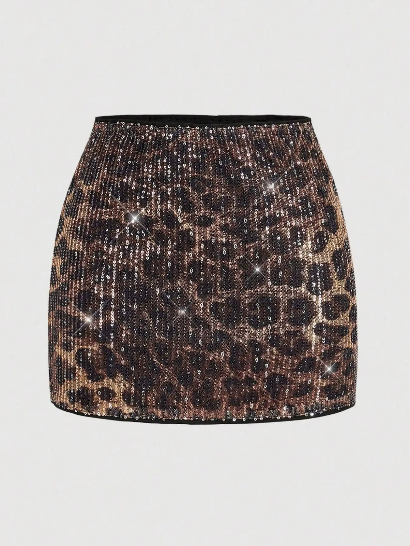 Women's Elegant Leopard Print Sequin Mini Skirt, Stylish Bodycon Fitted Skirt, Perfect for Parties, Stylish and Sexy Party Wear, Fashionable and Trendy Design