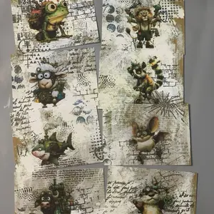 Handmade mini steampunk animal cards set of 8